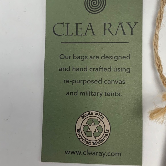 Wristlet Clutch Repurposed Military Tent & Leather - Picture 3 of 7